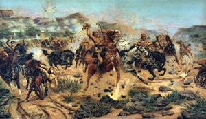 Salvando as armas em Colenso, 1899 (chromolitho)